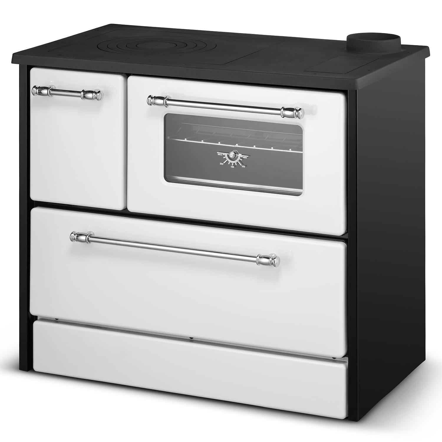 Houtfornuis - houtkachel met oven en kookplaat - 12kW - wit
