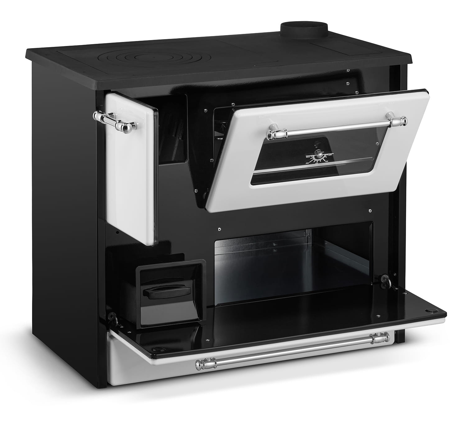 Houtfornuis - houtkachel met oven en kookplaat - 12kW - wit