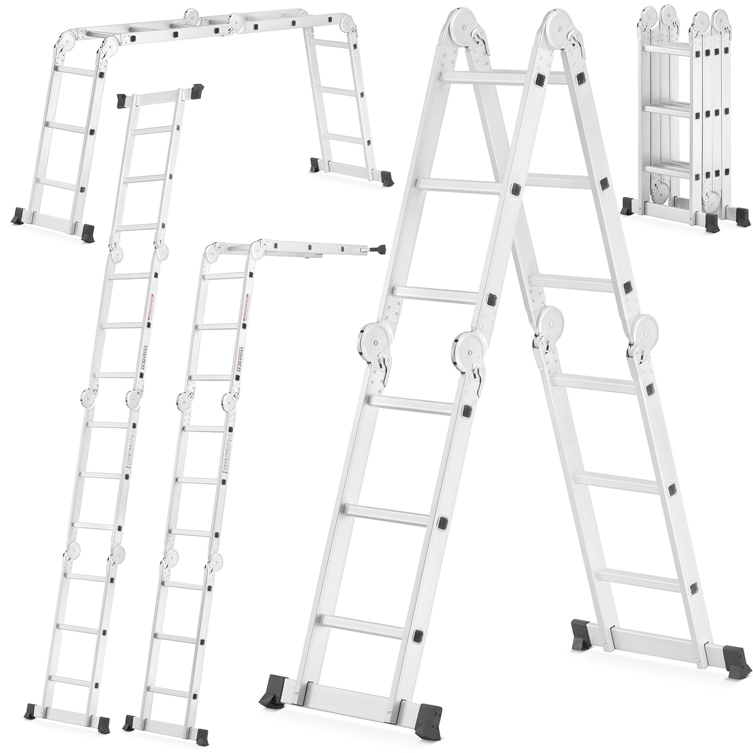 Vouwladder - werkhoogte 4,50 m - aluminium - multifunctioneel