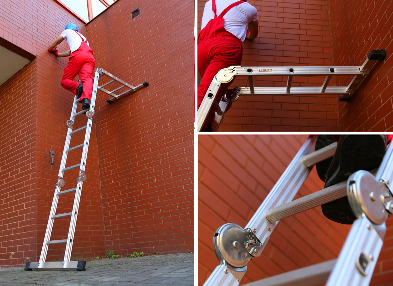 Vouwladder - werkhoogte 4,50 m - aluminium - multifunctioneel