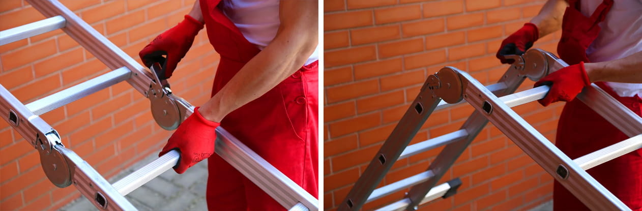 Vouwladder - werkhoogte 5,60 m - aluminium - multifunctioneel