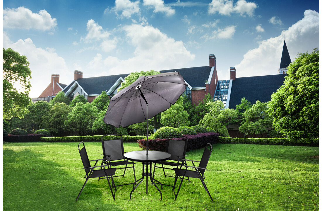 Tuinmeubelset - 80x70 cm - met parasol - zwart