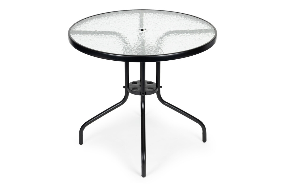 Tuinmeubelset - 80x70 cm - met parasol - zwart