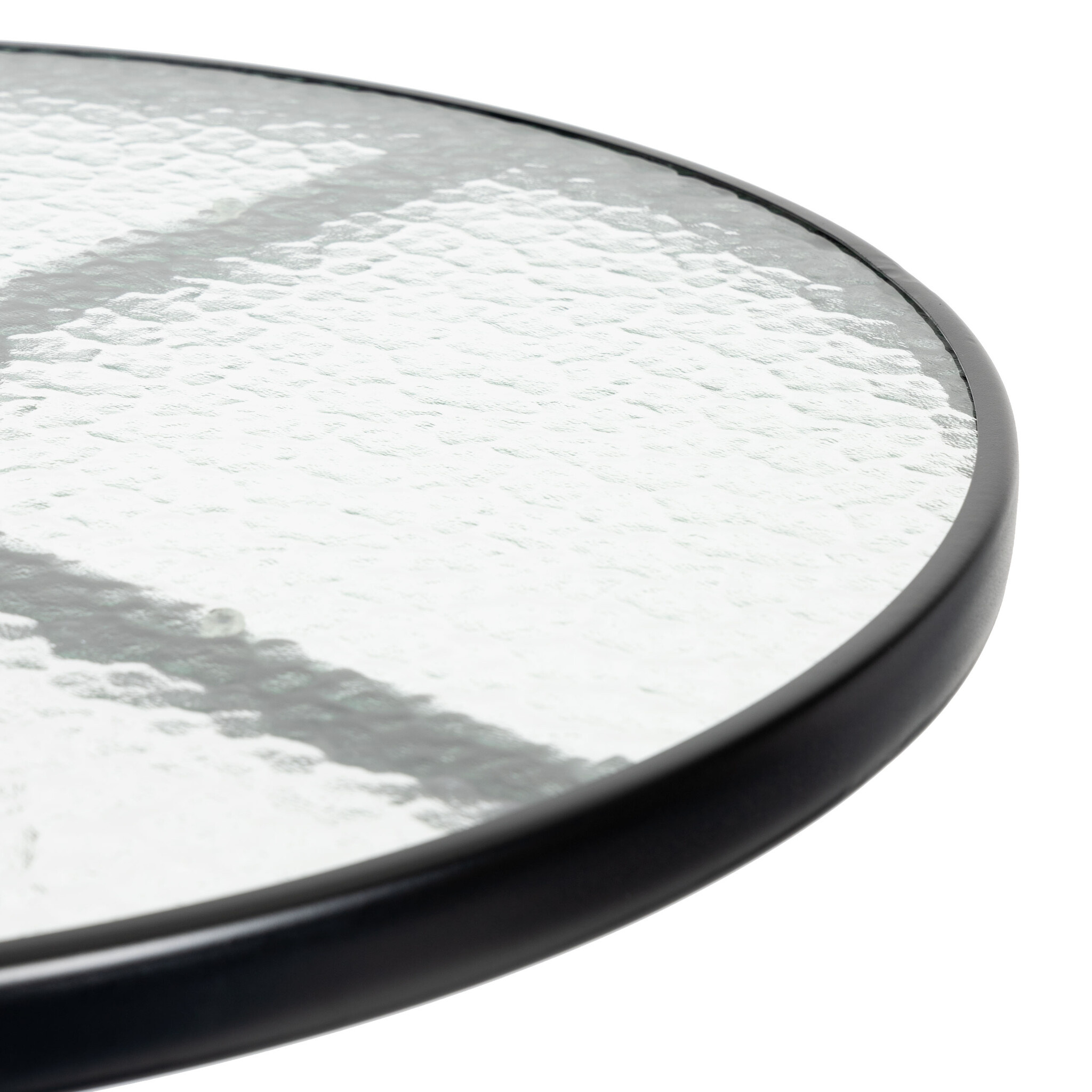 Tuinset met ronde tafel, 4 klapstoelen en parasol – zwart