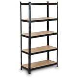 Stellingkast - opbergrek - 150x75x30 cm - metaal en mdf - zwart