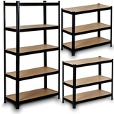 Stellingkast - opbergrek - 150x75x30 cm - metaal en mdf - zwart