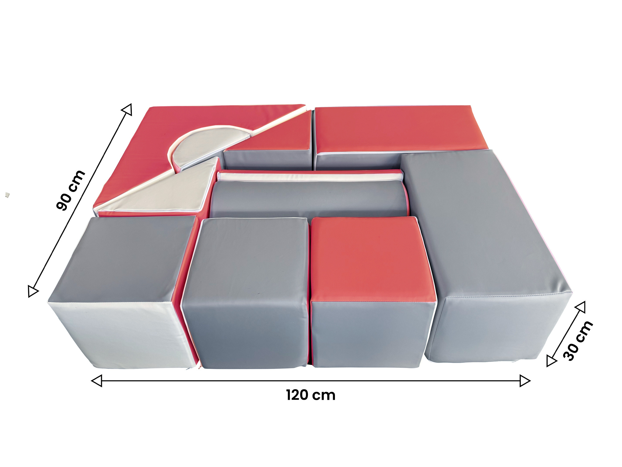 Foam blokken - speelblokken XXL - 11 delig - wit grijs koraal