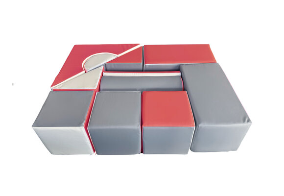 Foam blokken - speelblokken XXL - 11 delig - wit grijs koraal