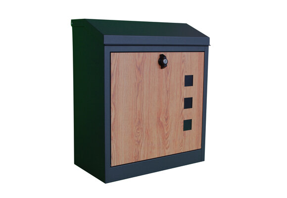 Pakketbrievenbus - 43x24x52 cm - metaal - antraciet, houtlook