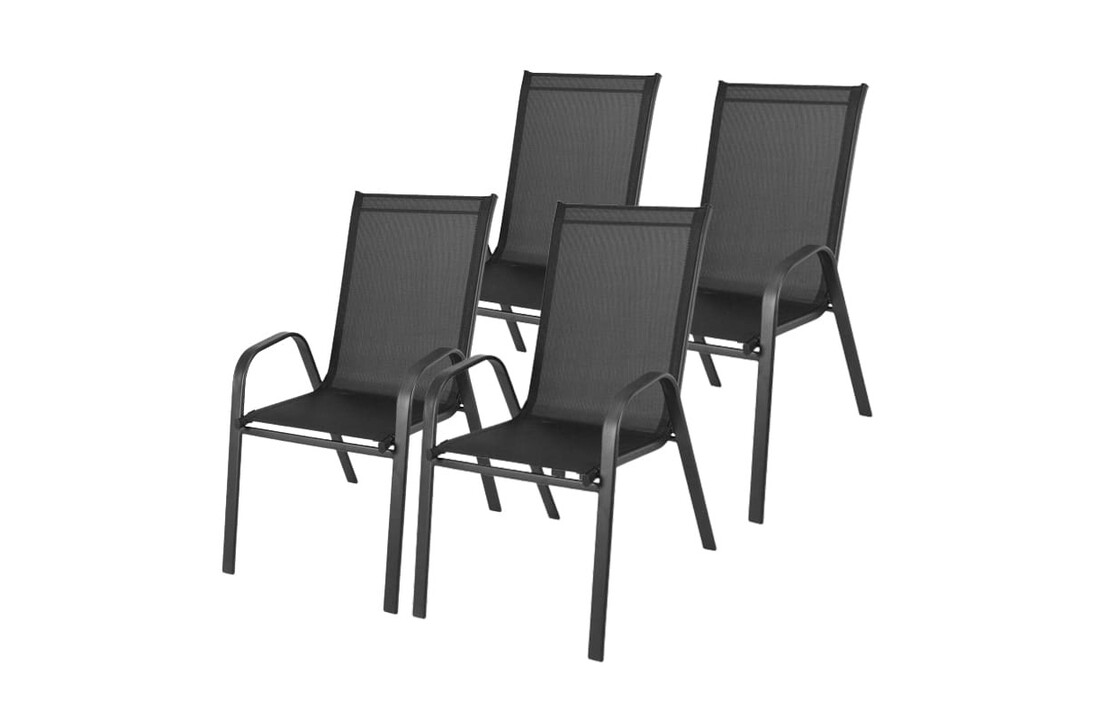 Tuintafel stoelen set zwart - 4 stuks