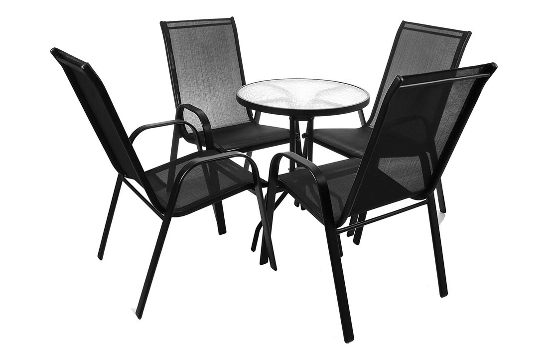 Tuintafel stoelen set zwart - 4 stuks
