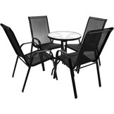 Tuinstoelen set 4 stuks – zwart – 80x55x89 cm – stalen frame