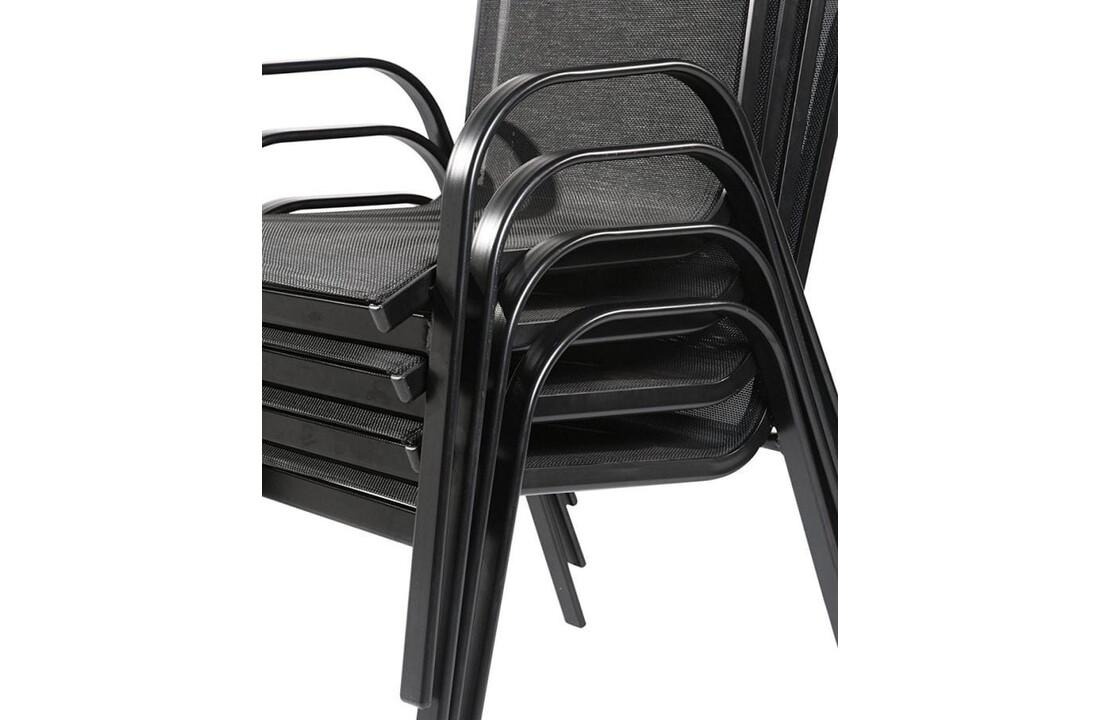 Tuintafel stoelen set zwart - 4 stuks