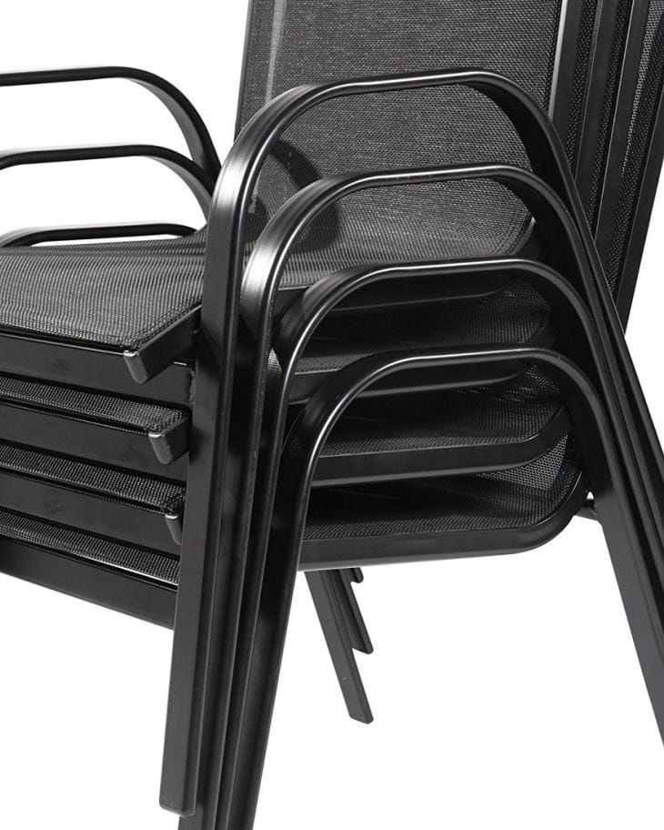 Tuinstoelen set 4 stuks – zwart – 80x55x89 cm – stalen frame