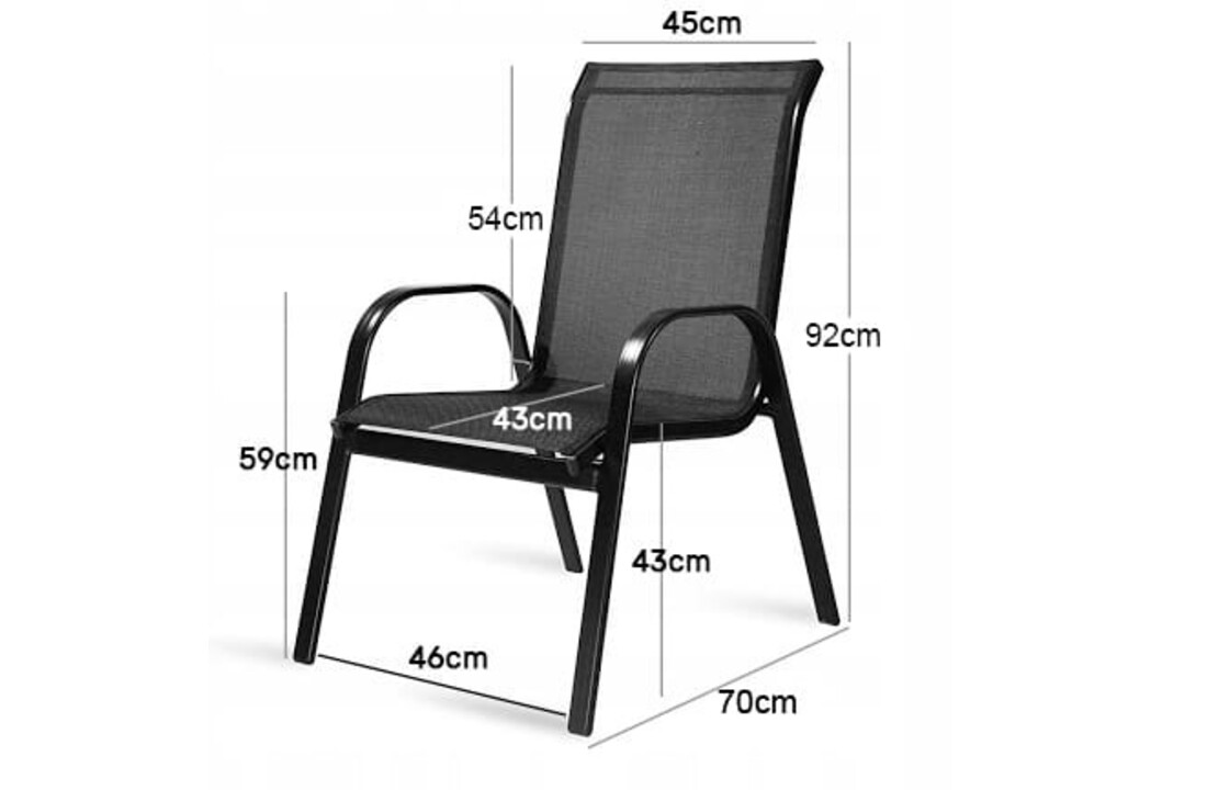 Tuintafel stoelen set zwart - 4 stuks