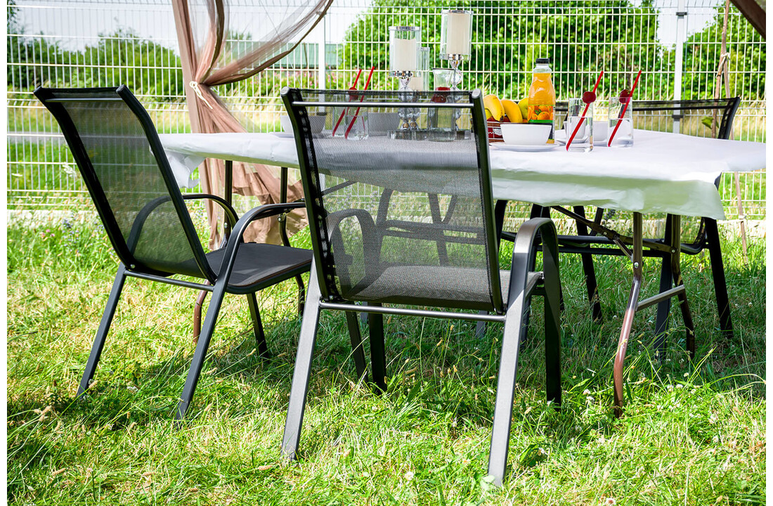 Tuintafel stoelen set zwart - 4 stuks