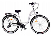 Meisjesfiets 26 inch - stadsfiets 7 versnellingen - wit zwart