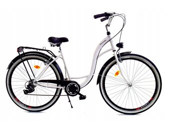 Meisjesfiets 26 inch - stadsfiets 7 versnellingen - wit zwart