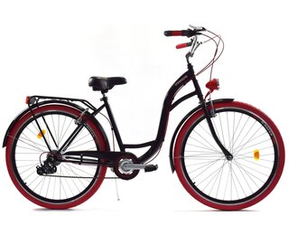 Meisjesfiets 26 inch - stadsfiets 7 versnellingen - zwart rood