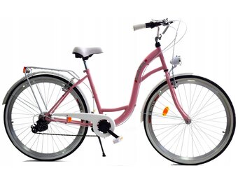 Meisjesfiets 26 inch - stadsfiets 7 versnellingen - roze wit