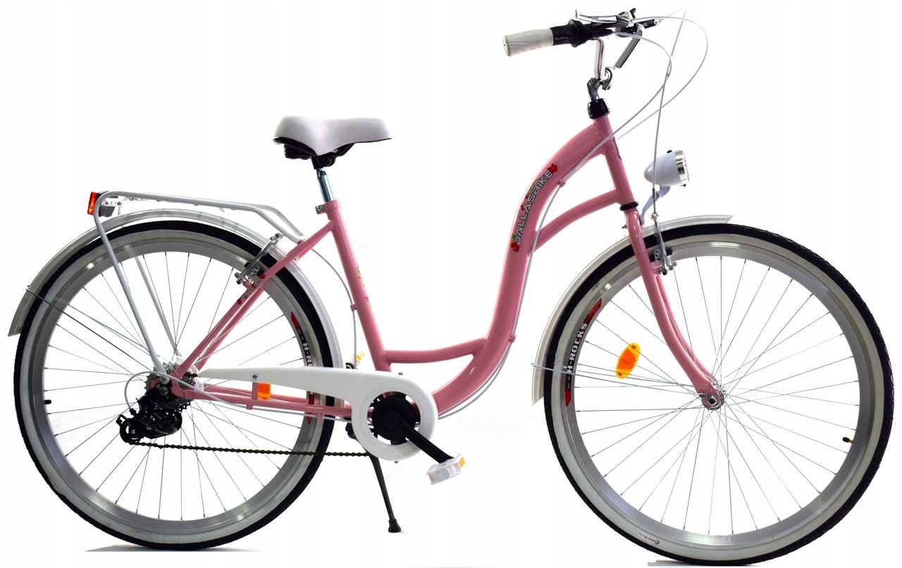 Meisjesfiets 26 inch - stadsfiets 7 versnellingen - roze wit
