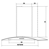 Afzuigkap - RVS met gebogen glas – 650 m³/u – 3 standen – LED