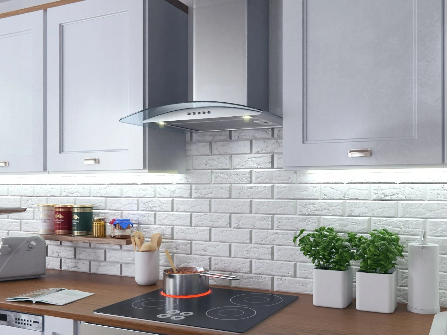 Afzuigkap - RVS met gebogen glas – 650 m³/u – 3 standen – LED