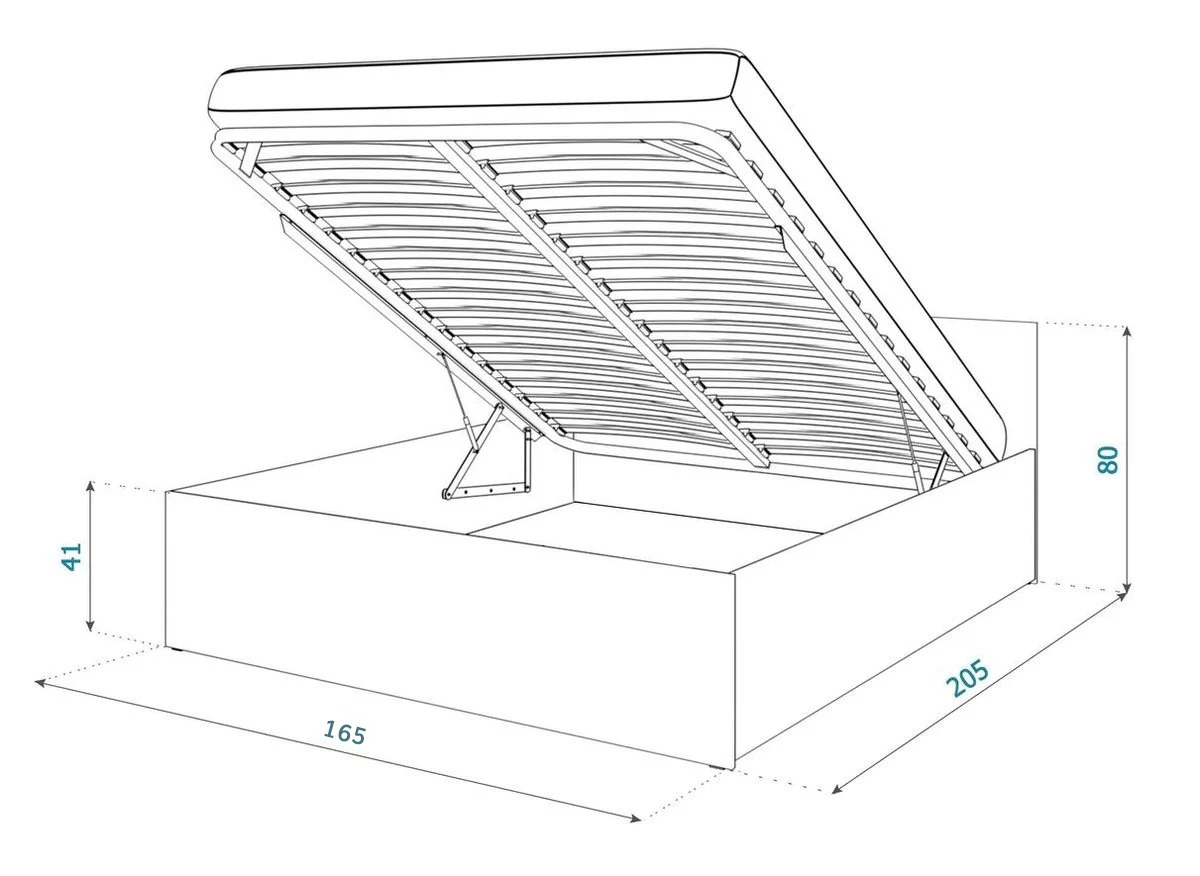 2 Persoonsbed - bed 160x200 cm - opklapbare bodem - wit
