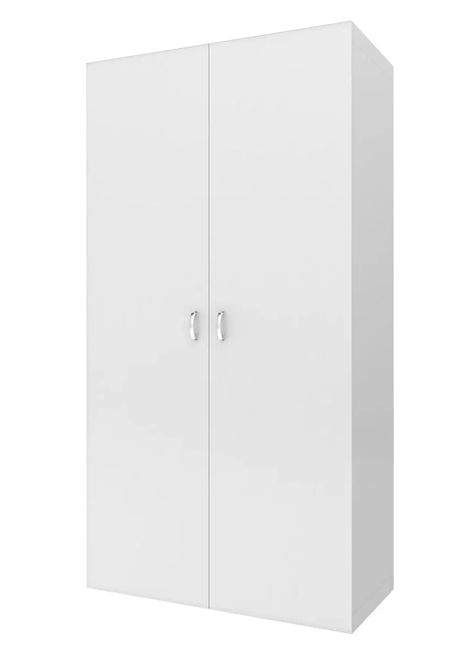Kledingkast - 2 deuren - 90x190x50 cm - 5 schappen - wit