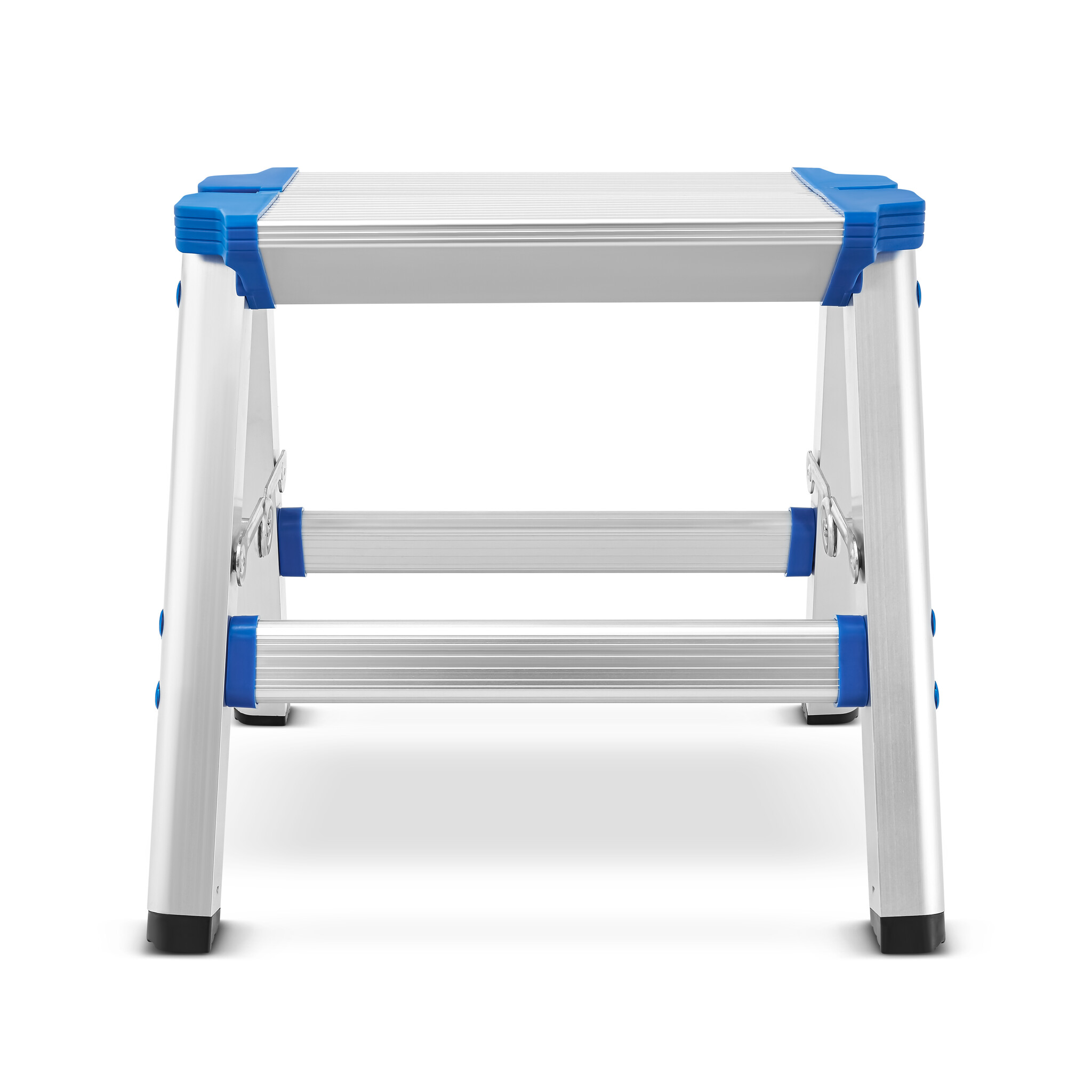 Keukentrapje - opvouwbaar - 16x31,5x28 cm - aluminium - blauw