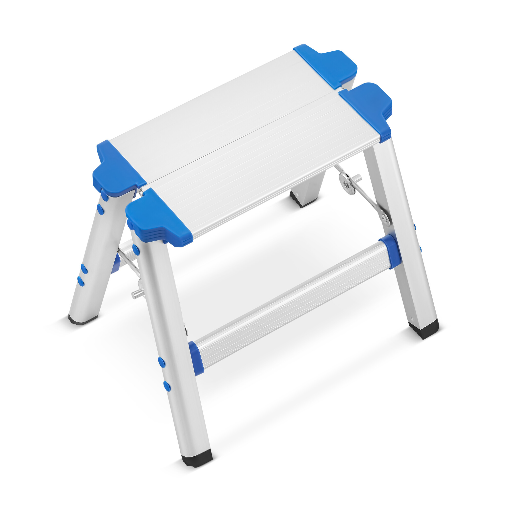 Keukentrapje - opvouwbaar - 16x31,5x28 cm - aluminium - blauw