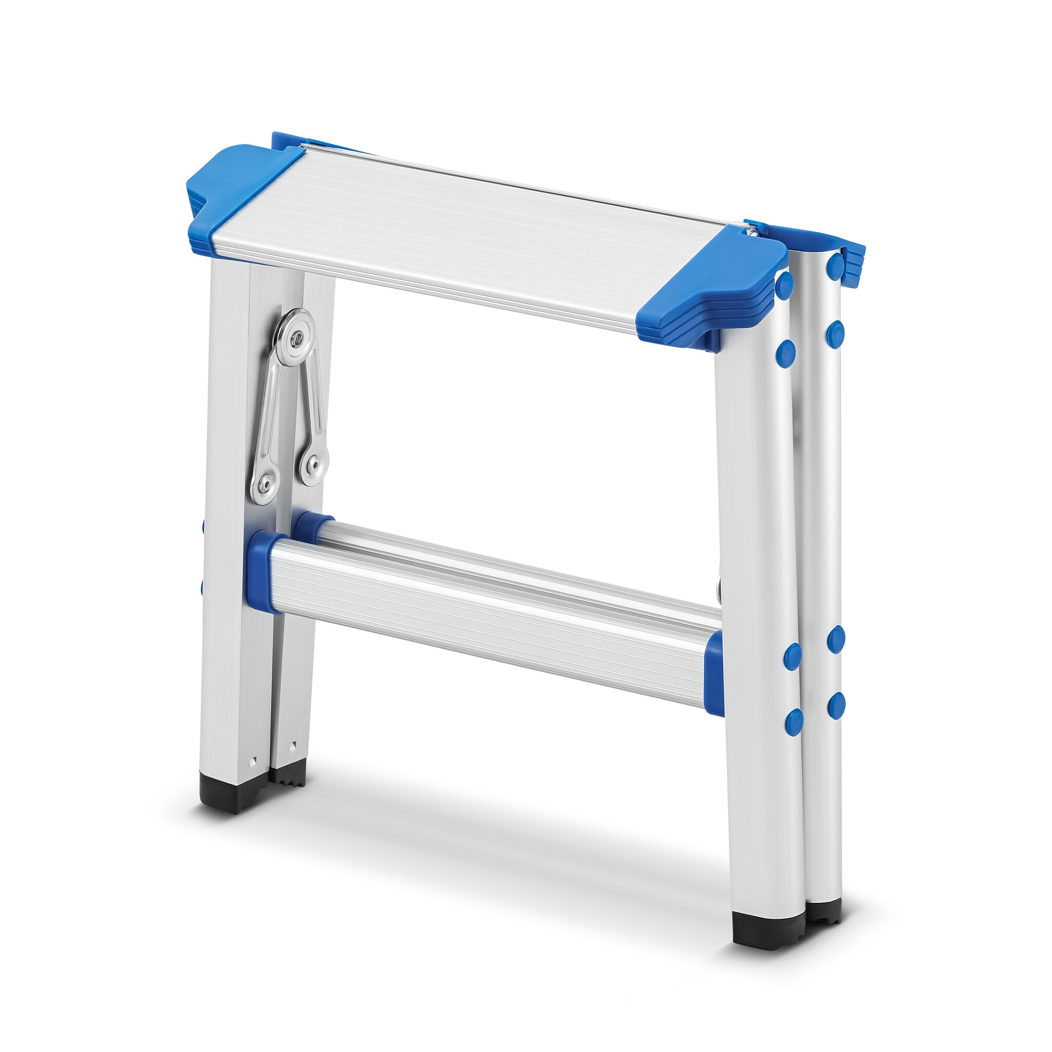 Keukentrapje - opvouwbaar - 16x31,5x28 cm - aluminium - blauw
