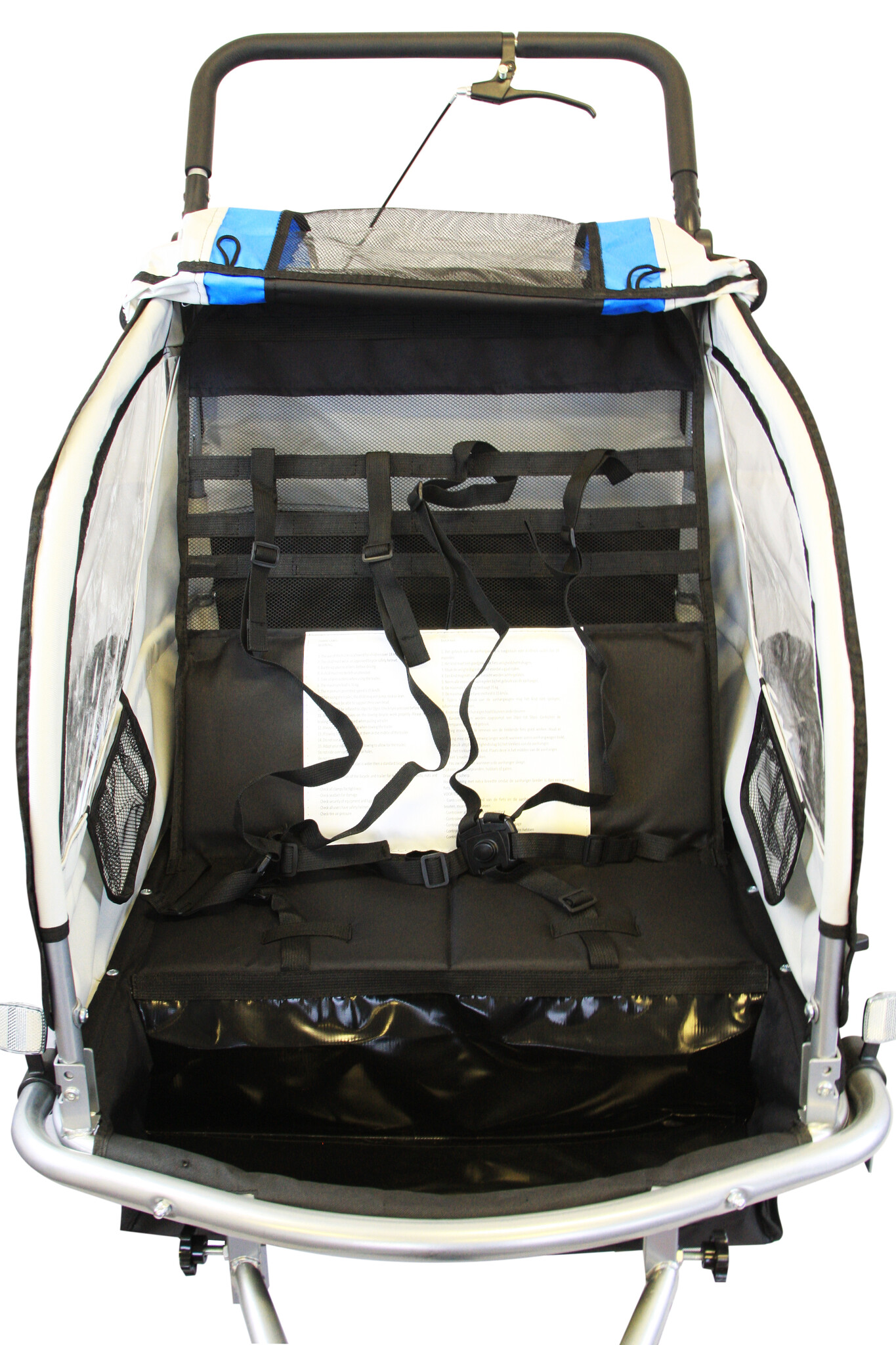 Fietskar kind - buggy - 2-zits - met schokbreker - blauw