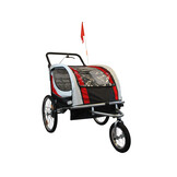 Fietskar kind - buggy - 2-zits - met schokbreker - rood