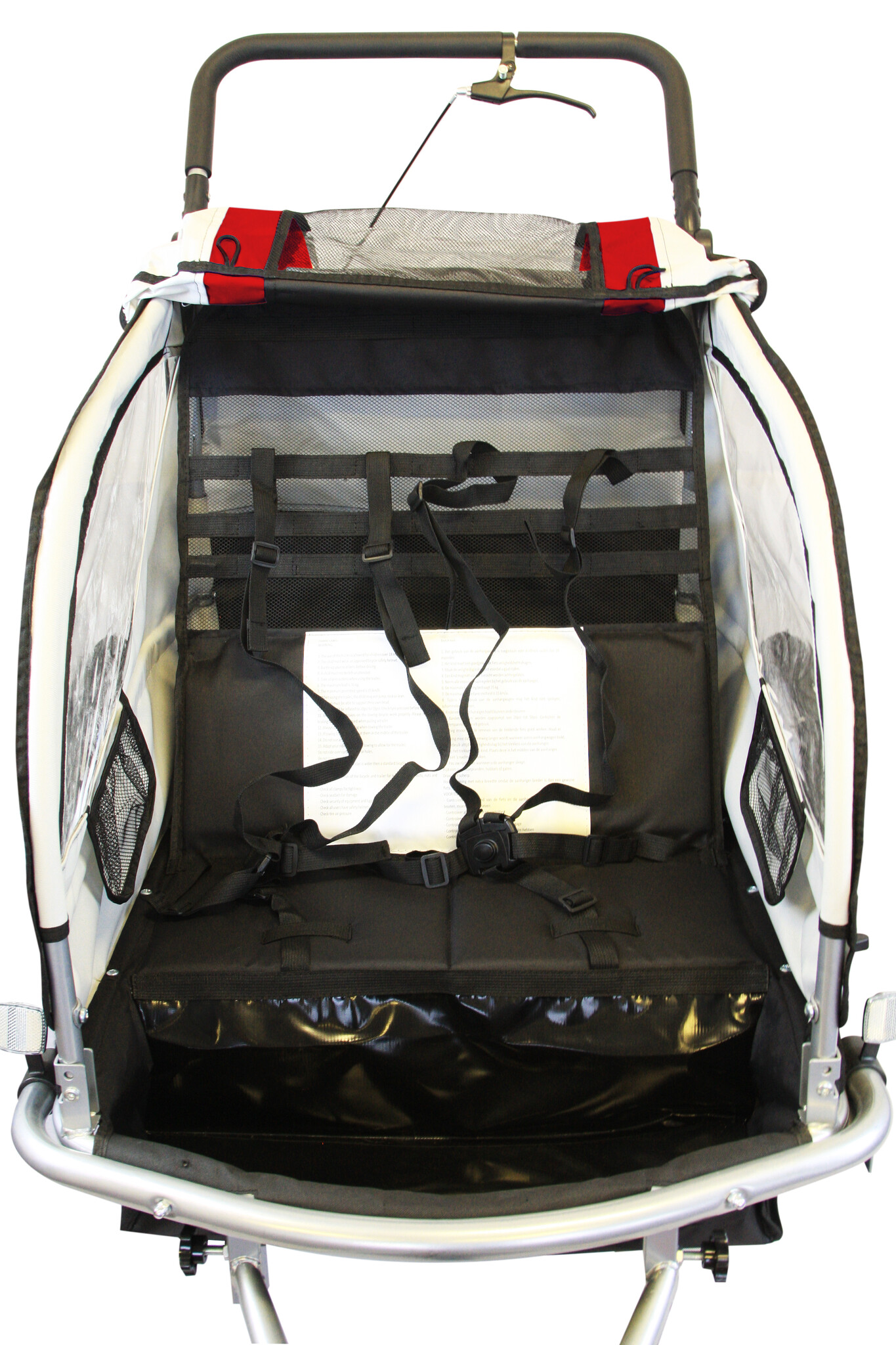 Fietskar kind - buggy - 2-zits - met schokbreker - rood