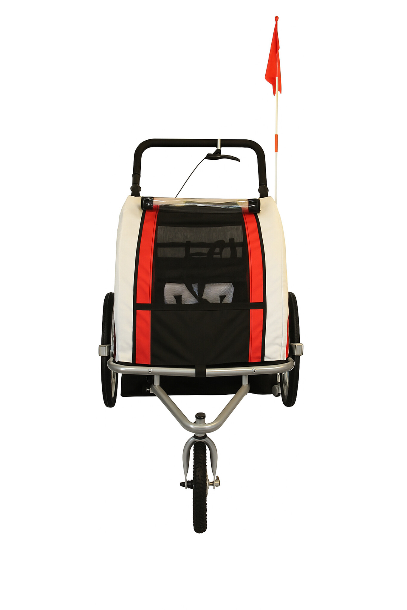 Fietskar kind - buggy - 2-zits - met schokbreker - rood