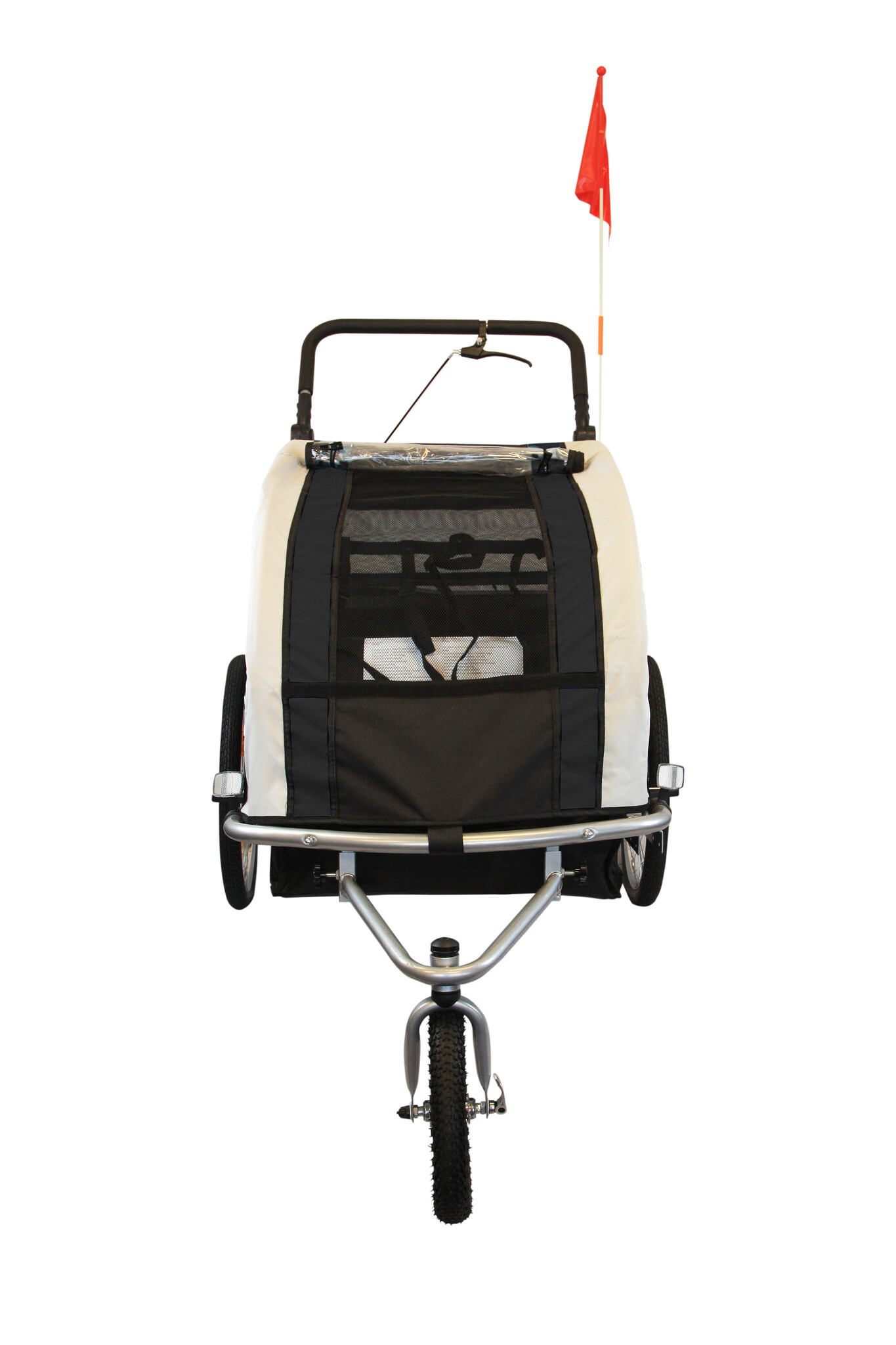 Fietskar kind - buggy - 2-zits - schokbreker - zwart wit