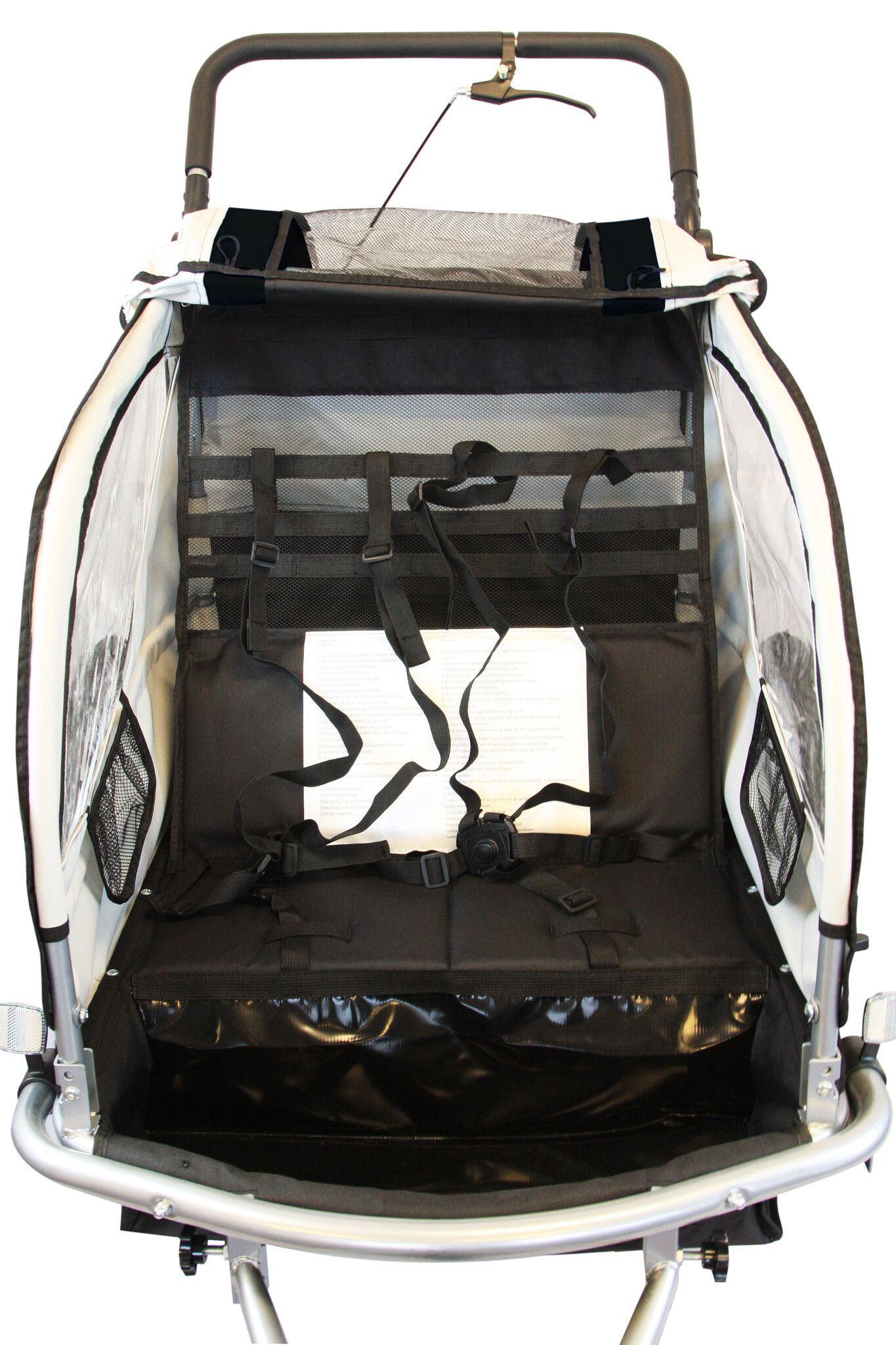 Fietskar kind - buggy - 2-zits - schokbreker - zwart wit