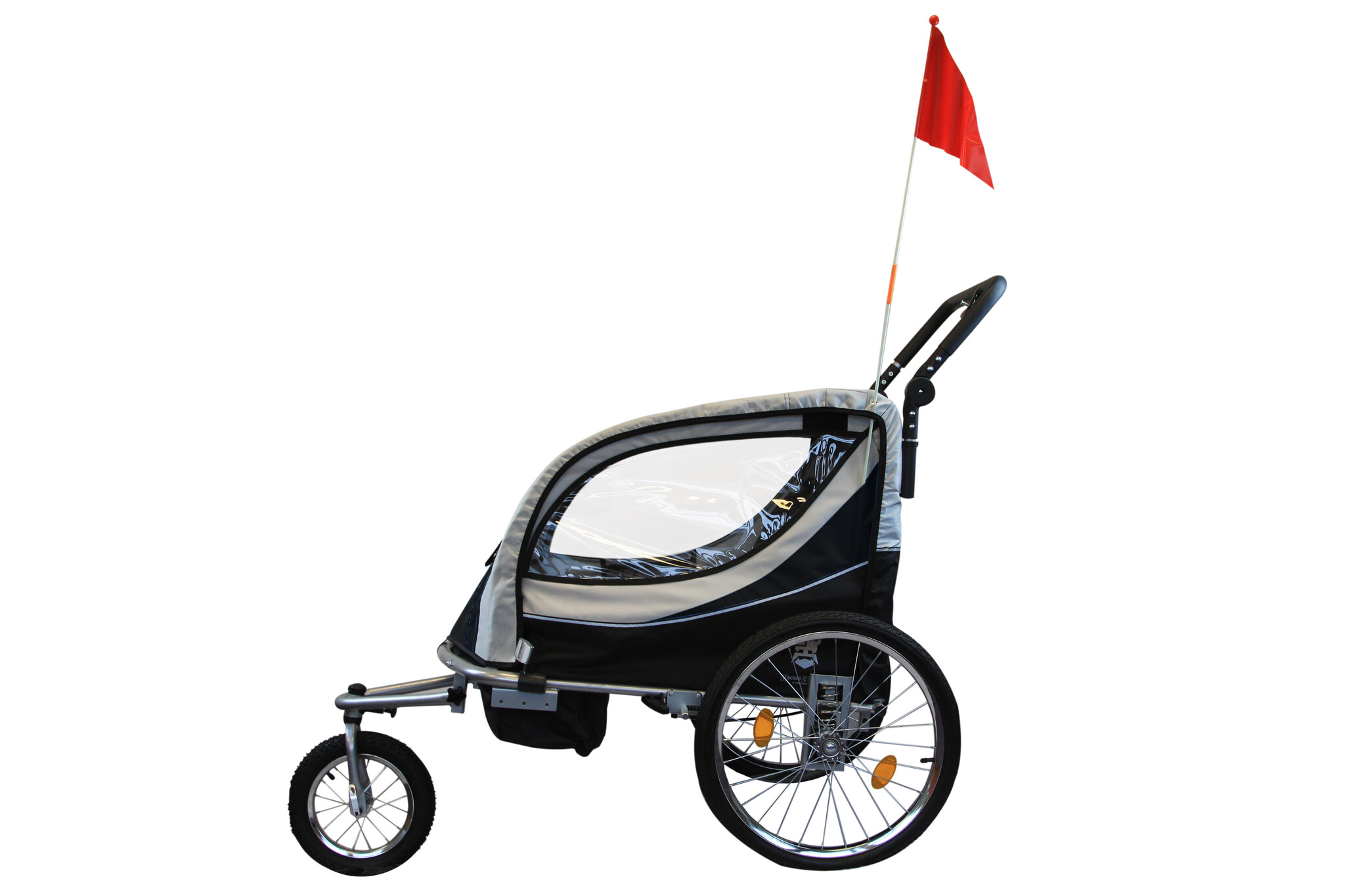 Fietskar kind - buggy - 2-zits - schokbreker - zwart wit