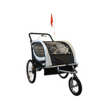 Fietskar kind - buggy - 2-zits - schokbreker - zwart wit