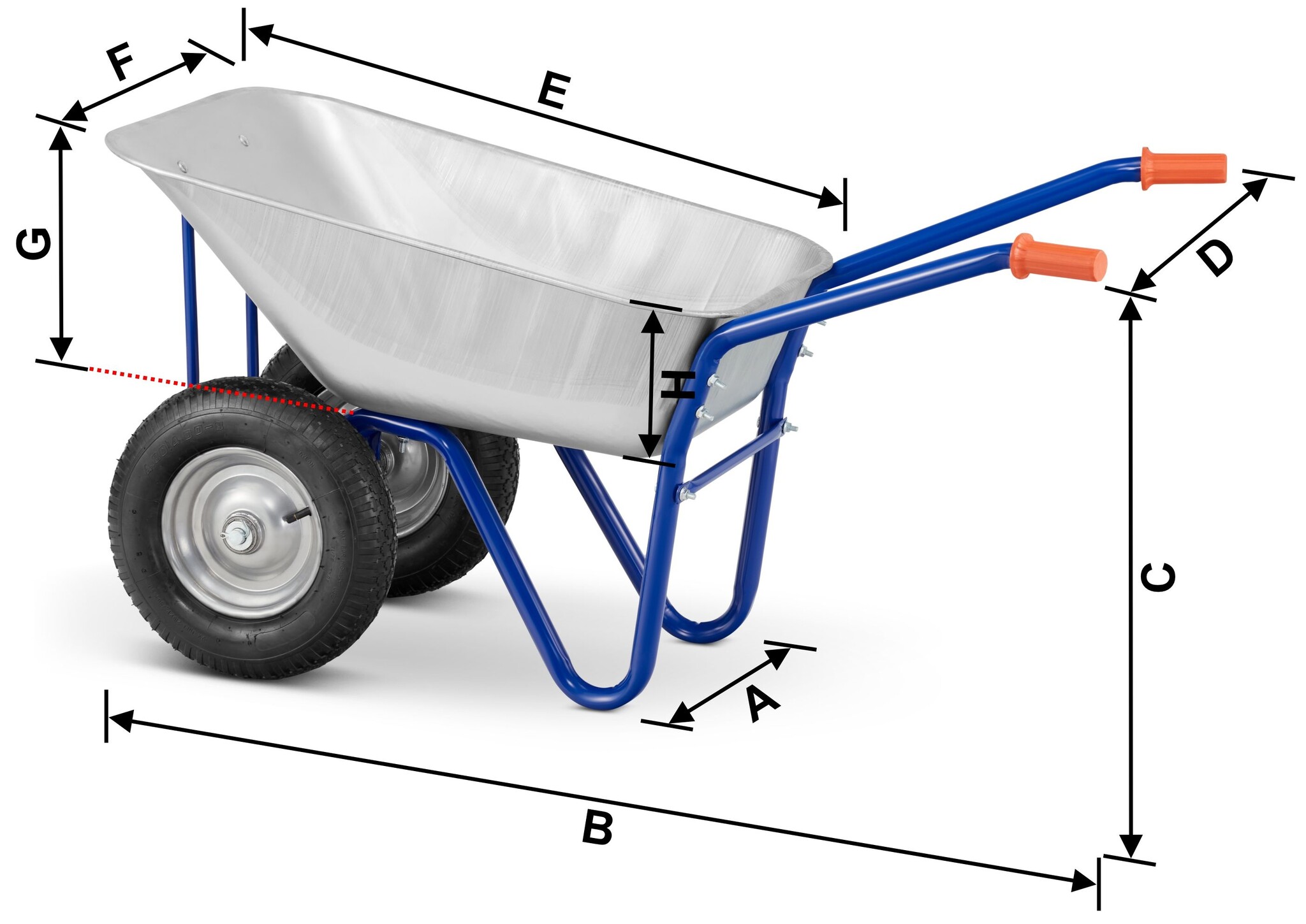 Kruiwagen 140L - gegalvaniseerd staal - draagkracht 250 kg