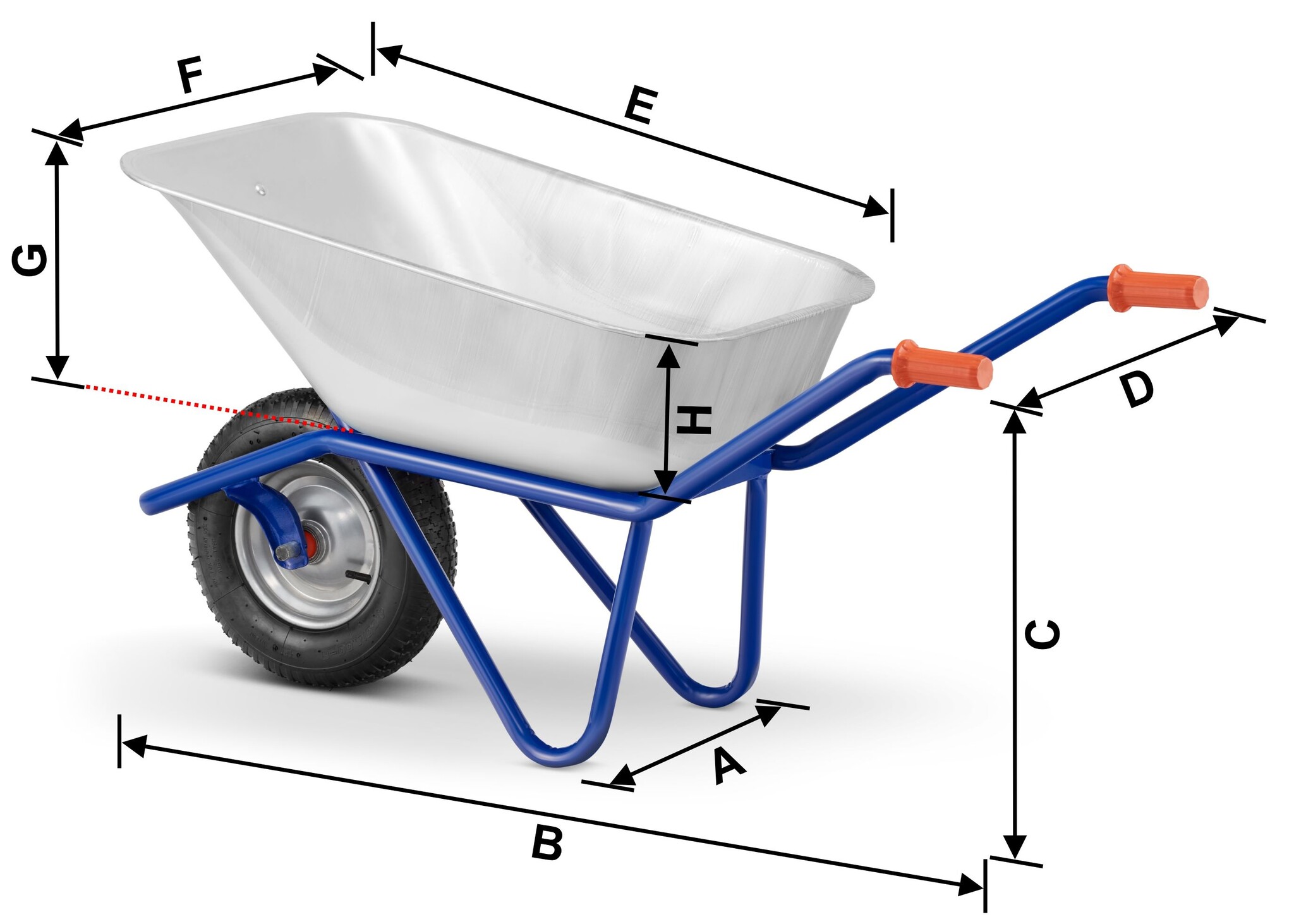 Kruiwagen 140L - verzinkt staal - draagkracht 210 kg