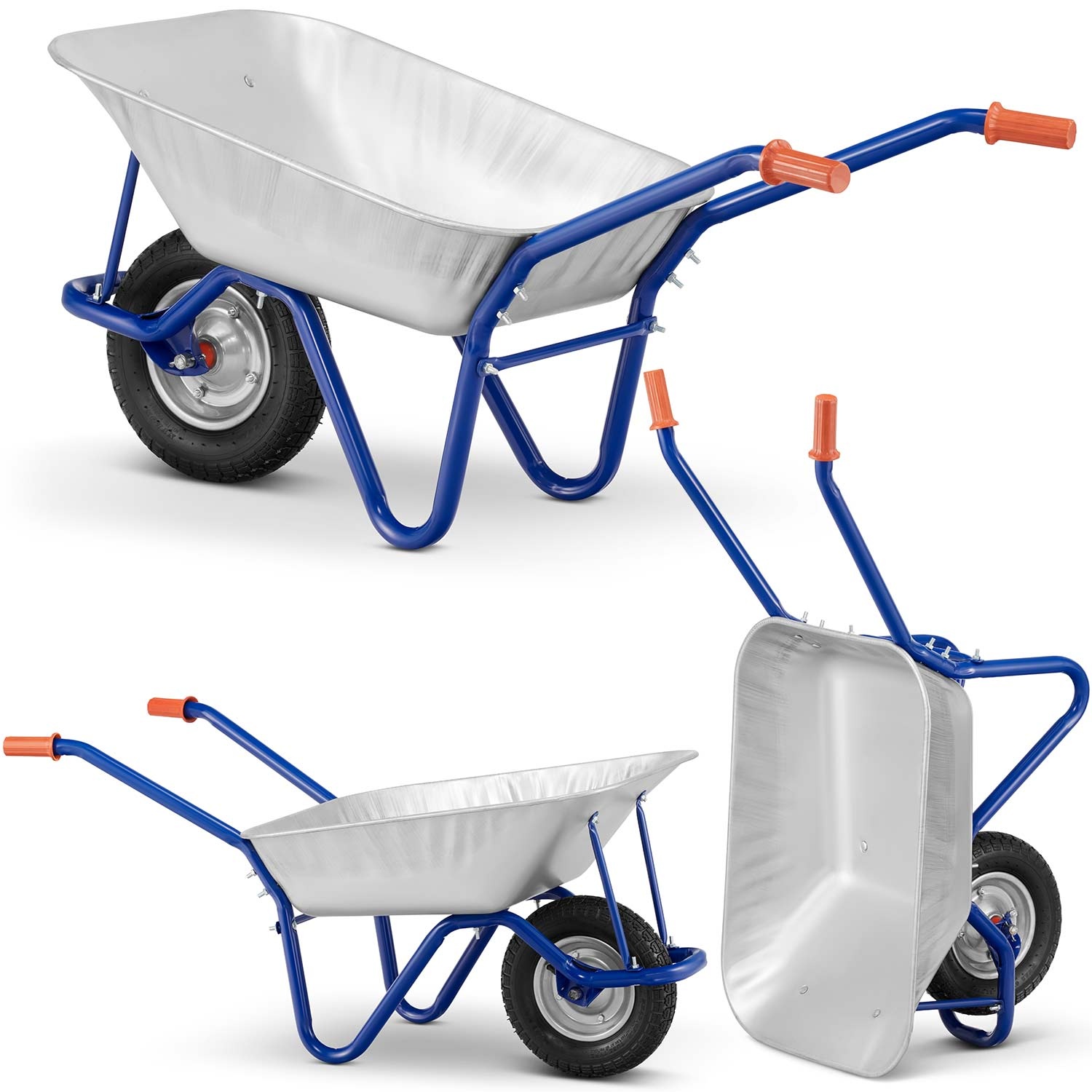 Kruiwagen 125L – verzinkt staal – tot 120 kg - massief wiel