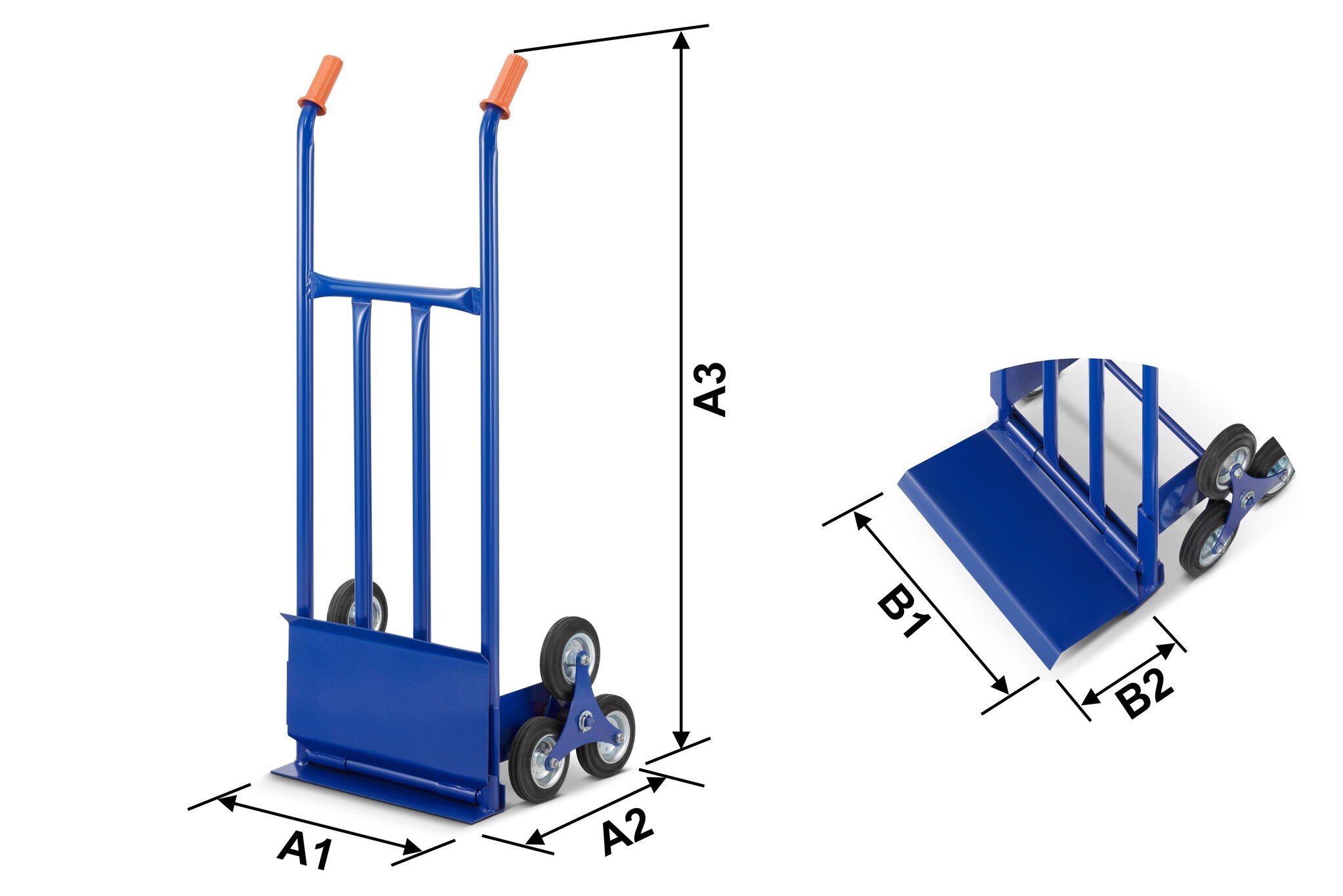 Traploper - steekwagen - staal - belasting tot 200 kg - blauw