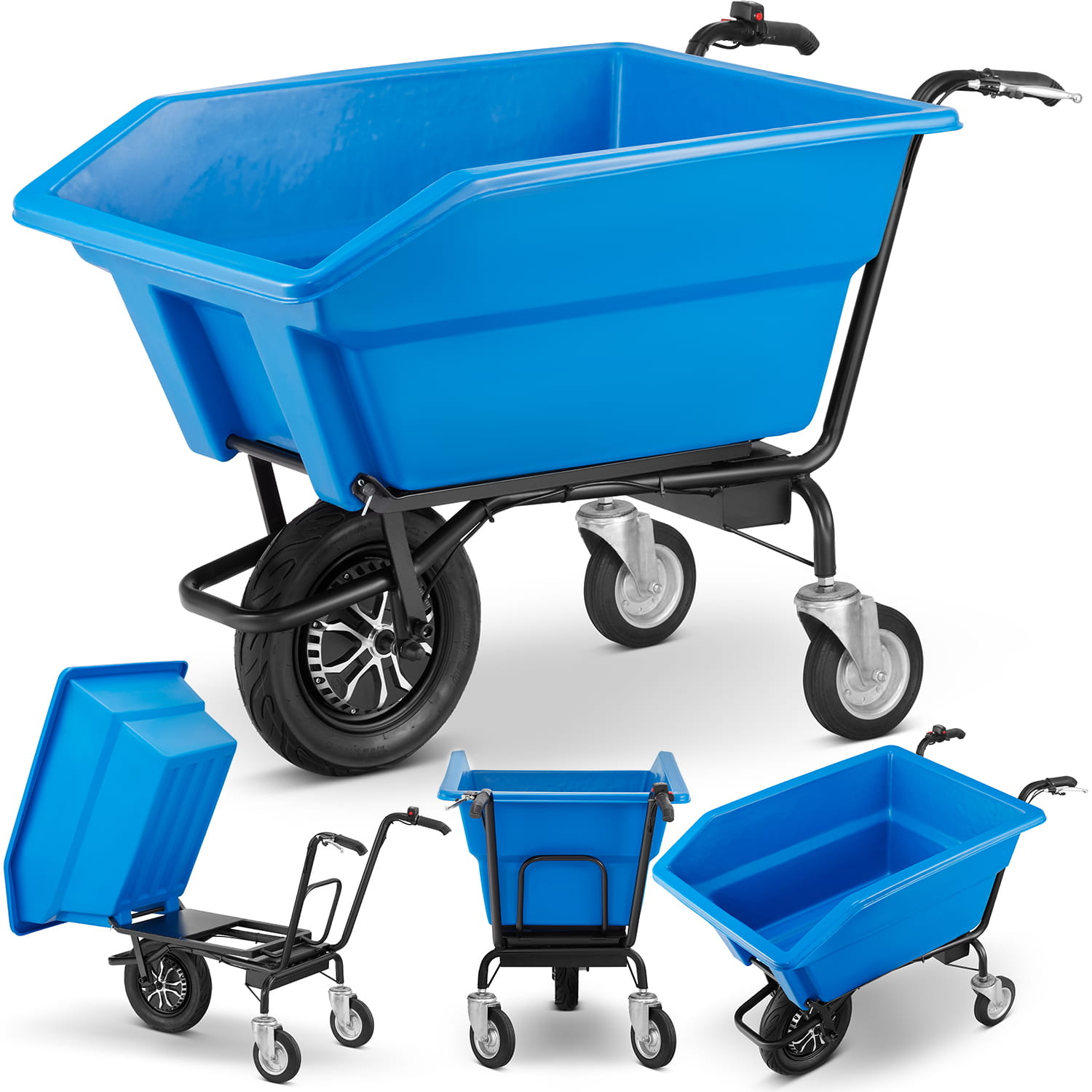 Elektrische kruiwagen - 300L - kunststof kiep bak - tot 300 kg