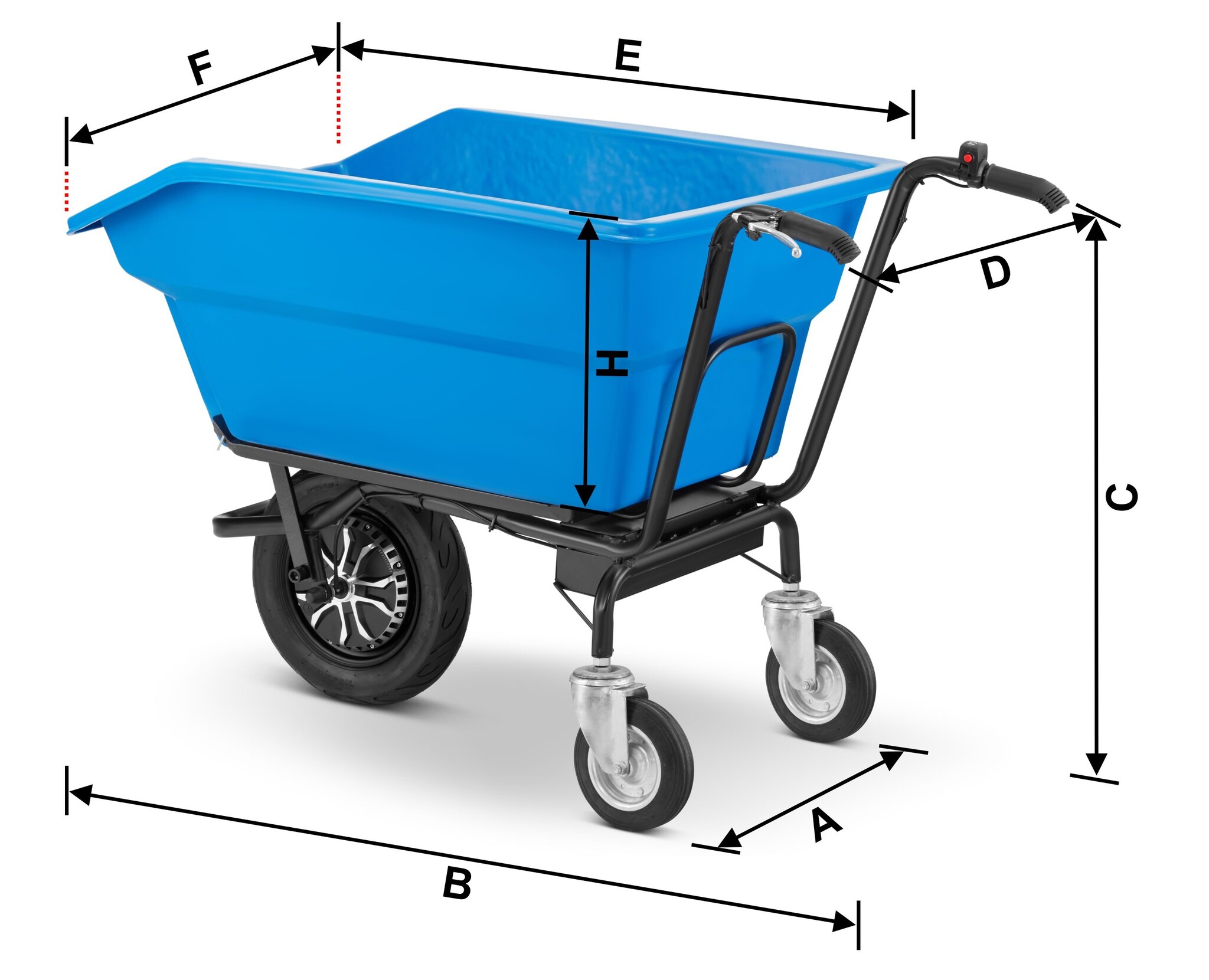 Elektrische kruiwagen - 300L - kunststof kiep bak - tot 300 kg