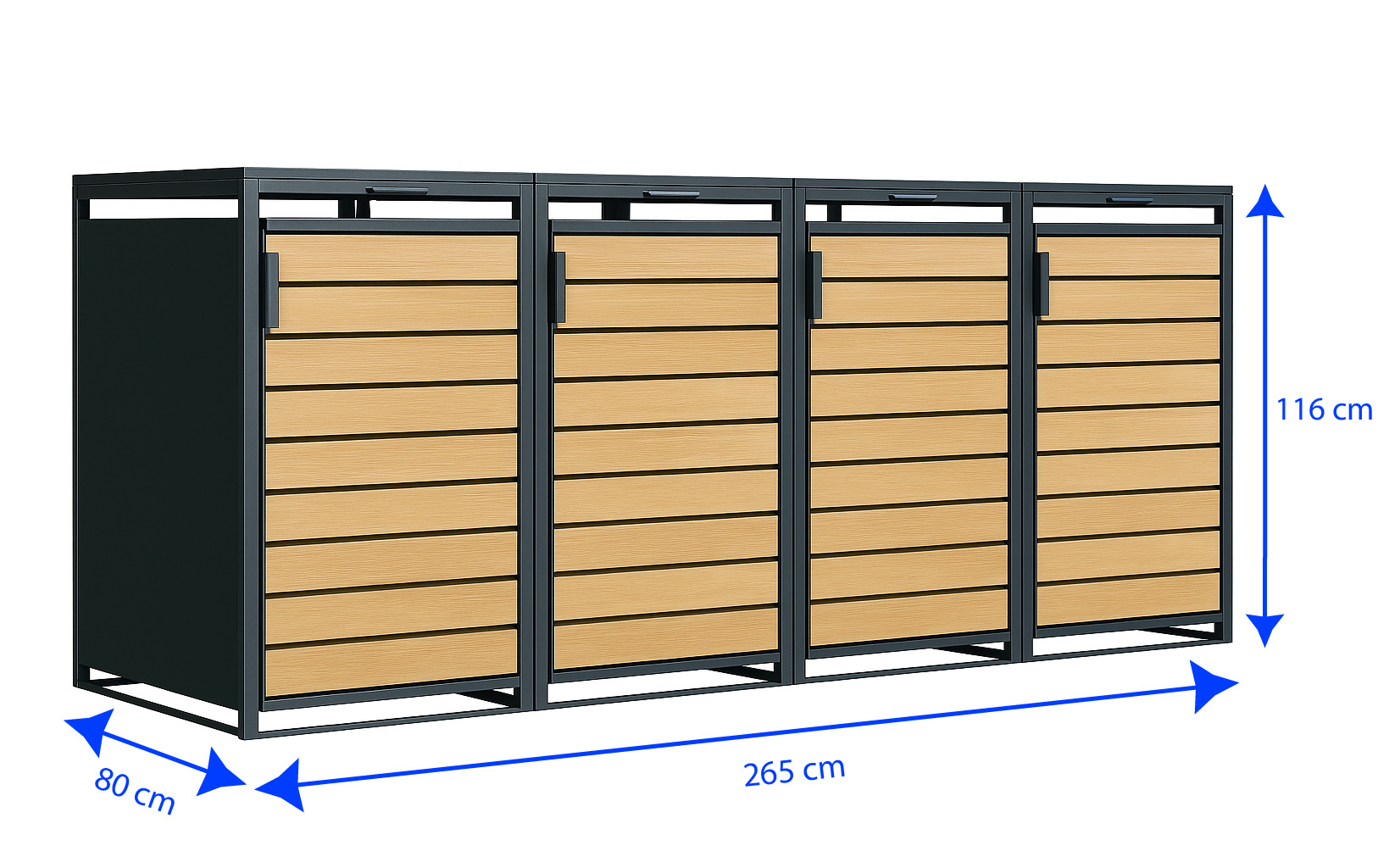 Container ombouw - 4 containers - 265x80x116cm - houtlook