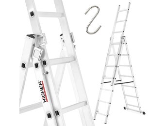Vouwladder - 3x7 treden - werkhoogte 4,24 m - aluminium