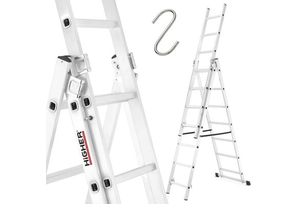 Vouwladder - 3x7 treden - werkhoogte 4,24 m - aluminium