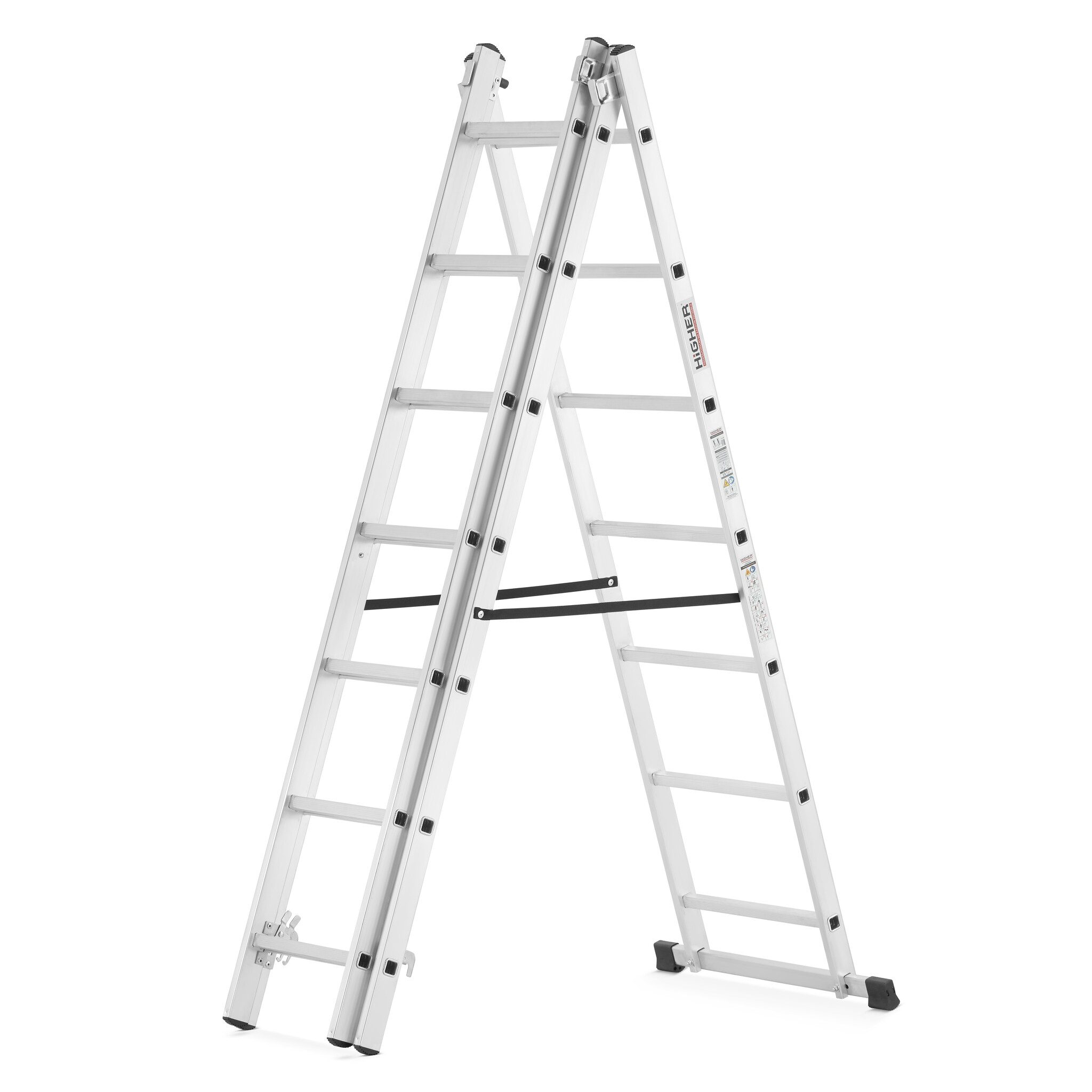 Vouwladder - 3x7 treden - werkhoogte 4,24 m - aluminium
